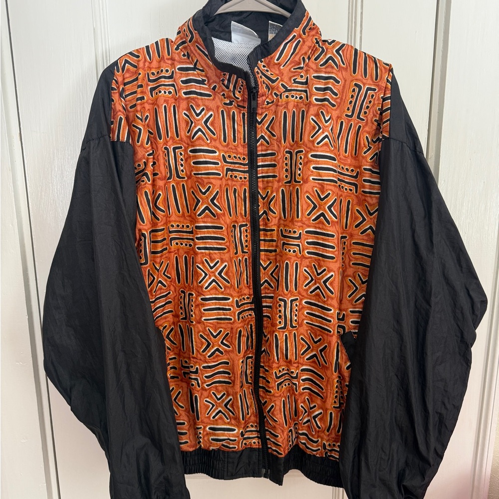 Vintage Men's “Avon Style” Black and Orange Windbreaker